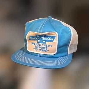 VTG K-Products Chevy Trucks Hat 1988 Snapback Dealer Blue Wehrs Chevrolet USA